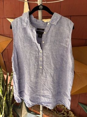 Tahari Sleeveless Top 100% Linen Womens Plus Size 2X